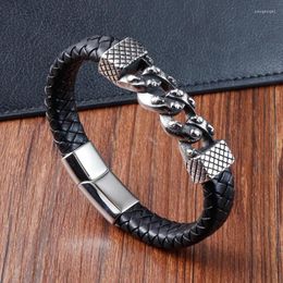 Charm Bracelets Trendy Leather Men Stainless Steel Braided Wrap Rope Bangles For Male Female Jewellery Wristbands