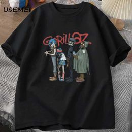 Men's T-Shirts Music Band Gorillaz PUNK ROCK T Shirt Men Women Summer 90s O-neck Cotton Short Sleeve T-shirts Clothes Vintage Y2K Clothing TeeL2402