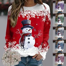 Gym Clothing Sweaters For Women Christmas Teen Girls Long Sleeve Crewneck Sweatshirt Cute Snowman Graphic Xmas Shirts