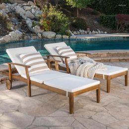 Camp Furniture Sunbed Lounger With Arm Teak Wood Patio Outdoor - Darryl