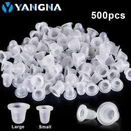 accesories 500pcs Disposable Tattoo Ink Cups Soft Silicone White Permanent Makeup Eyebrow Tattoo Pigment Container Caps Tattoo Accessories