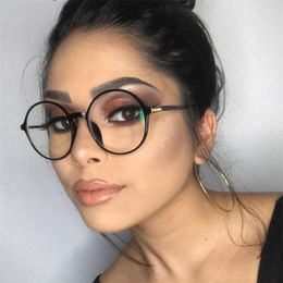 Fashion Sunglasses Frames Oversize Round Glasses Korean Style Black Spectacle Women Vintage Eyeglasses Clear Men's Oculos De 215J