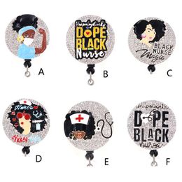 Medical Key Rings Multi-style Black Nurse Rhinestone Retractable ID Holder For Name Card Accessories Badge Reel With Alligator Cli333e