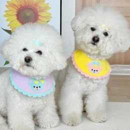 Dog Apparel Cotton Bear Pattern Bibs With Wavy Lace Cute Pet Accessories For Small Dogs INS Cat Supplies Bandana Scarf Teedy