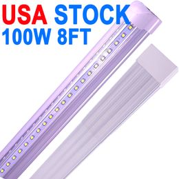 8Ft Led Shop Lights Fixture ,8 Feet 100W 8' Garage Light 96'' T8 Integrated LED Tube , Linkable Led Bulbs Garage , Plug and Play High Output Surface Mount USA crestech