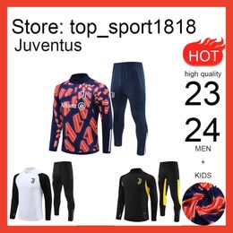 Juventus tracksuit 2024 soccer jerseys POGBA DI MARIA VLAHOVIC CHIESA 23 24 Juventus training suit men kids kit football kit uniform sportswear S-2XL