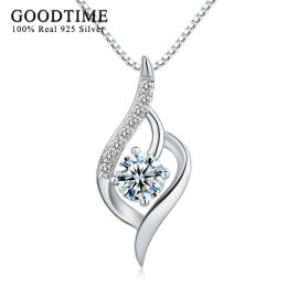 Necklaces Fashion Necklace 100% Real 925 Sterling Silver Pendant For Women Purple CZ Zircon Fine Jewelry For Grilfriend