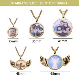 Necklaces Hip Hop Jewellery Stainless Steel Photo Pendant Personalised custom 18K Gold Plated Memory Photo Pendant