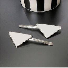 Cool snap clips letters metal hair clip triangle extra large women styling white engrave couple young people Jewellery hairpin mens black enamel hair clips ZB046 E4