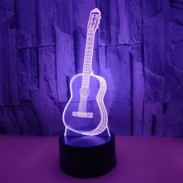 3D Led Night Lights Touch Remote Control Guitar Light Atmosphere 3D Visual Light Seven-color Small Table Lamp for Party Christmas 262x