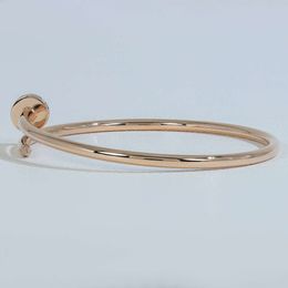 Gold Solid Real Rose Bangle Nail Natural Diamonds Bracelet Couple New Fashion For Women And Men Jewelry 514067