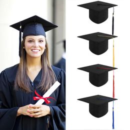 Adult Bachelor Graduation Caps with Tassels University Bachelors Master Doctor Academic Hat for Graduation Ceremony Party Decor 240226