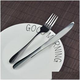 Dinnerware Sets Stainless Steel Steak Fork Thickened Dessert Knife And Western Tableware Set Two Drop Delivery Home Garden Kitchen, Di Otnrb