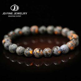 Beaded JD Natural Flame Stone Beaded Bracelet Men Women Powerful Chakra Yooperlite Fire Stone Energy Meditation Fengshui Bangle Jewelry YQ240226