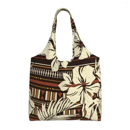 Shopping Bags Abstract Flower Tribal Wallpaper Reusable Grocery Foldable Totes Washable For Men Women Market Lunch Travel