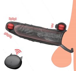 Male Penis Enlargement Extender Cock Ring Sleeve sexy Toy For Men Vibrating Dick Masturbation Device8651199