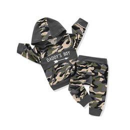 Clothing Sets Baby Boy Clothes Infant Boys Camouflage Letter Plover Hoodie Tops Add Pants 2Pcs Outfits Spring Autumn Born Drop Deliv Dhqzy