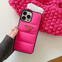 Cell Phone Cases Designer Winter Cotton-padded for iPhone 15 Plus 14 13 12 11 Pro Max Luxury PU Leather Puffy Mobile Back Covers Shells 240219