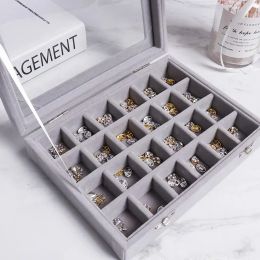 Necklaces 24 Grid Jewellery Earrings Display Box with Lid Highend Nail Art Jewellery Storage Box Earrings Pendant Silver Jewellery Box