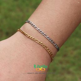 Link Bracelets Hip Hop Jewelry Figaro Chain For Women Men Kpop Pulseiras Masculina Stainless Steel Bracelet Gold Silver Color Bijoux