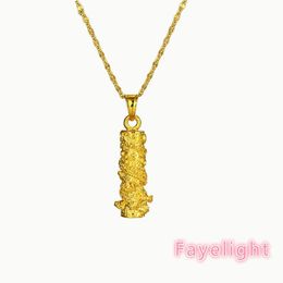 Vogue 18k Yellow Gold Filled Mens Solid No Stone Winding Dragon Pillar Pendant Necklace Jewellery 10G237R