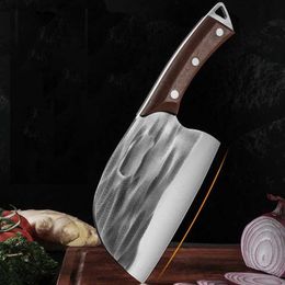Kitchen Knives Stainless Steel Kitchen Knife Household Hammer Pattern Forging Chefs Special Slicing Knife Chopping Dual-purpose Kitchen Knife Q240226