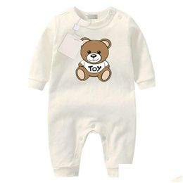 Rompers 6 Colors Designer Cute Newborn Baby Clothes Set Infant Boys Printing Bear Romper Girl Jumpsuit 0-12 Drop Delivery Baby, Kids M Dhosy