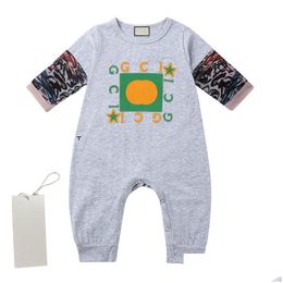 Rompers Ins Baby Rompers Long Sleeve Infant Boys Girls Jumpsuits Clothes Designer Classic Printing Newborn Toddler Kids Onesies Aaa Dr Dhh5B