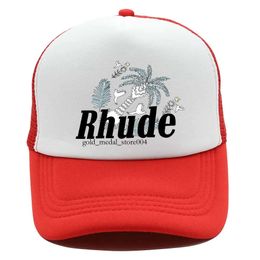 Rhude Hat Green Mesh Patchwork Baseball Cap Men Women Embroidery Unisex Rhude Collections Casual Truck Hat Adjustable Rhude Bonnet Rhude 463