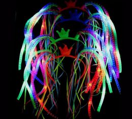 Flash LED Noodle Headband Party Rave Costume Fancy Dress Blinking Light Up Braids Crown Hairband Headbands Christmas Festive favor2634752