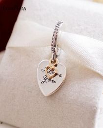 Fits Bracelets Love You Forever Silver Beads with Gold Plated 2017 100% 925 Sterling Silver Charms DIY Jewellery 085018601648