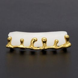 Gold Plated Teeth Grillz Volcanic Lava Drip Grills High Quality Mens Hip Hop Jewelry297S