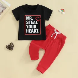 Clothing Sets Born Toddler Baby Boy Valentine S Clothes Crewneck Sweatshirt Jogger Pants My First Day Outfits Letter Print