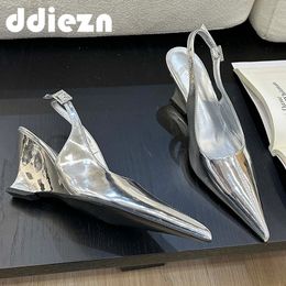 Female Pumps Sexy Wedges 259 Footwear For Women Heeled Party In Pointed Toe Fashion Buckle Strap Ladies Heels Shoes 240223 348