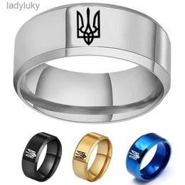 Solitaire Ring AsJerlya Stainless Steel Ring Ukrainian National Emble Ring God Bless Ukrainian Personalised Engrave Ring Size 7-12 240226