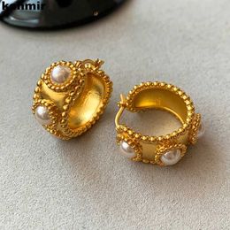 Stud kshmir Vintage metal circle pearl earring female minority design sense high-grade temperament earrings Jewellery accessories gifts J240226