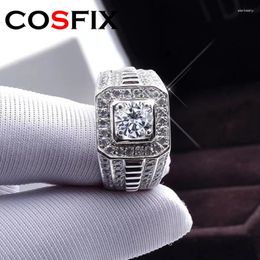 Cluster Rings 1ct Moissanite Men's Ring 925 Silver Beautiful Firecolour Diamond Substitute Luxury Wedding For Couples 2024