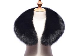 new Real Fox Fur Collar Women 100 Natural Fox Fur Scarf Winter Warm Fur Collar Scarves Black LJ2012216182809