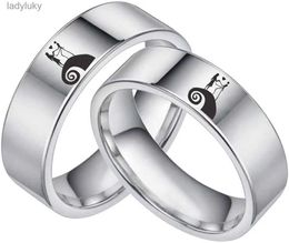 Solitaire Ring AsJerlya New Christmas Horror Night Band Ring Stainless Steel For Women Men Love Couple Ring 6mm Women Couples Rings 240226