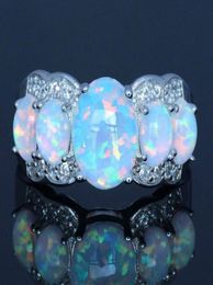 Fashion Simple Five Opal Rings for Women Euramerican Creative Engagement Rings Women Wedding Party Jewelry Gifts bague femme6853098