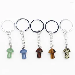 Keychains Natural Stone Key Chain Mushroom Pendant Cute Mini Statue Charms Crafts With Loop Bracelets Keychain Diy Jewelry Accessories