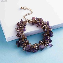 Beaded Bohemian Trendy Irregular Natural Crushed Stone Bracelets For Women Crystal Chain Charm Handmade Bracelet Princess Bride Gift YQ240226