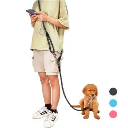 Leashes New Free Hands Dog Leash Traction Rope Nylon Pet Lead Belt Outdoor Training Running Shoulder Straps for Small Large Dogs Stuff