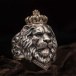 Punk Animal Crown Lion Ring For Men Male Gothic Jewellery 7-14 Big Size229Z