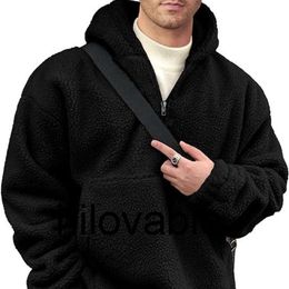 No logo fashions hilovable New Mens Sweater Loose Casual Zipper Hooded Sweater Flannel Printed Sweater for Men