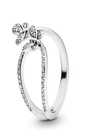 925 Sterling Silver Sparkling Butterfly Open Ring with Logo and Charmes Original Gift Box Cubic Zirconia Diamond Wedding Ring sets7998295