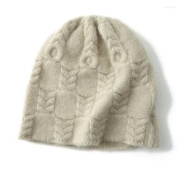 Berets Italian Order Custom Pure Cashmere Hat Female Cable Thick Autumn Winter Knitted Warm Ear Protection Toe Cap