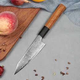 Kitchen Knives Sharp 5-inch Utility 67 Layer Damascus Steel Kitchen Knife Professional Chef Sande Fruit Knife Solid Wood Handle Q240226