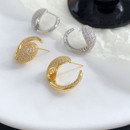 Earrings Designer For Women 24K Gold Plated Rhinestones Crystals Stud Earrings Zirconia Foxtail Earrings Personalized Female Party Weddings