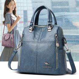 School Bags Women Leather Backpacks Vintage Female Shoulder Bag Travel Ladies Bagpack For Girls